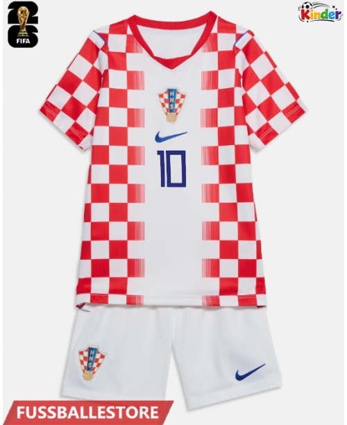 Günstige Kroatien Luka Modric #10 Heimtrikotsatz Kinder WM 2026 Kurzarm (+ Kurze Hosen)